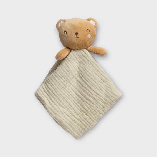 Bear Lovey Blanket for Babies and Toddlers Plush Brown Bear Head Soft Muslin Sage Green Cuddle Buddy Kolorful Everetts Place: Online Boutique