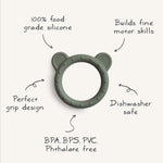 Mushie Bear Teether for Babies 100 Percent Non-Toxic Food-Grade Silicone Easy Grasp Design Stylish Colors - Baby & Toddler > Baby Health > Pacifiers & Teethers teether