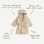 Mushie Organic Cotton Bear Robe for Kids with Cute Hood and Ears - Apparel & Accessories > Clothing > Sleepwear & Loungewear > Robes Hooded Towel