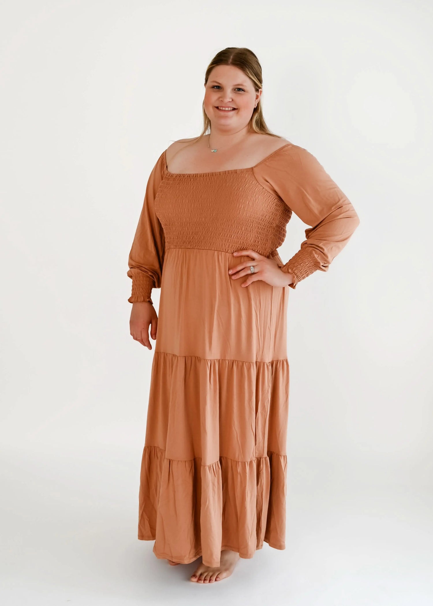 Bubble Baby Beech | Adult Long Sleeve Smocked Dress - 