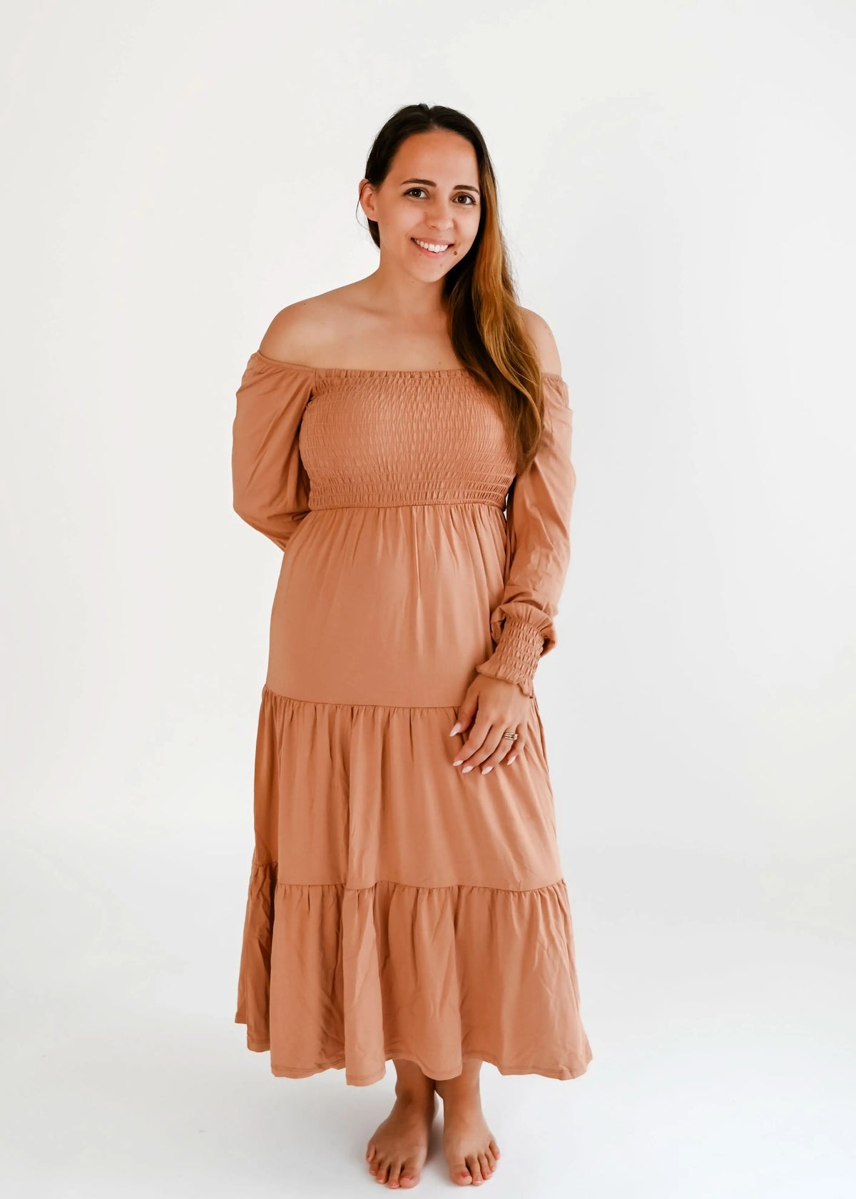 Bubble Baby Beech | Adult Long Sleeve Smocked Dress - 