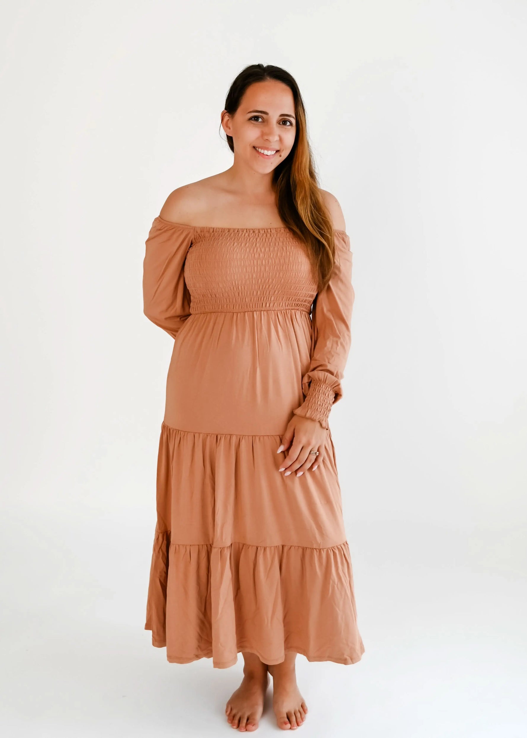 Bubble Baby Beech | Adult Long Sleeve Smocked Dress - 