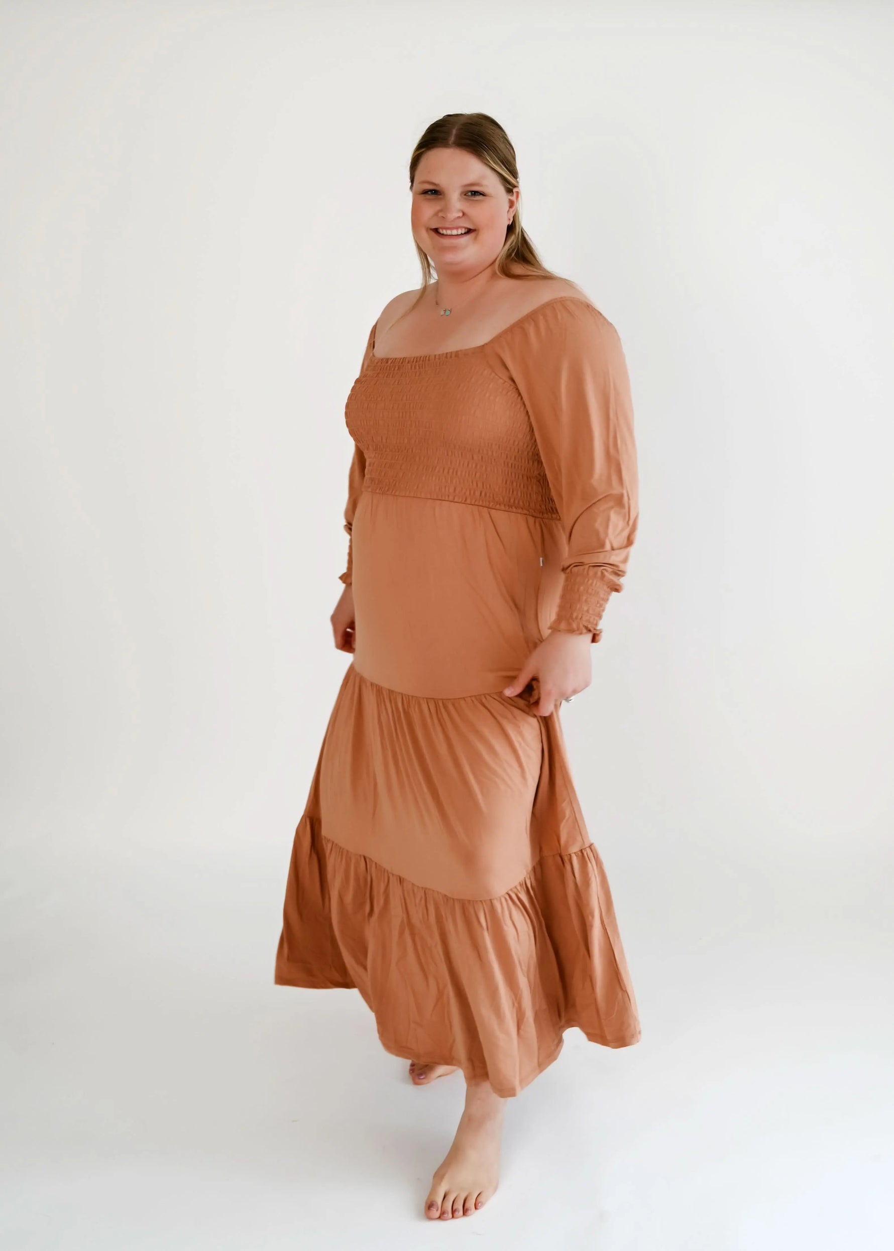 Bubble Baby Beech | Adult Long Sleeve Smocked Dress - 