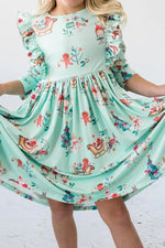 Mila & Rose ® Believe In Your Elf Three Fourth Sleeve Ruffle Twirl Dress - Apparel & Accessories > Clothing > Dresses Twirl Ruffle Dress 3/4