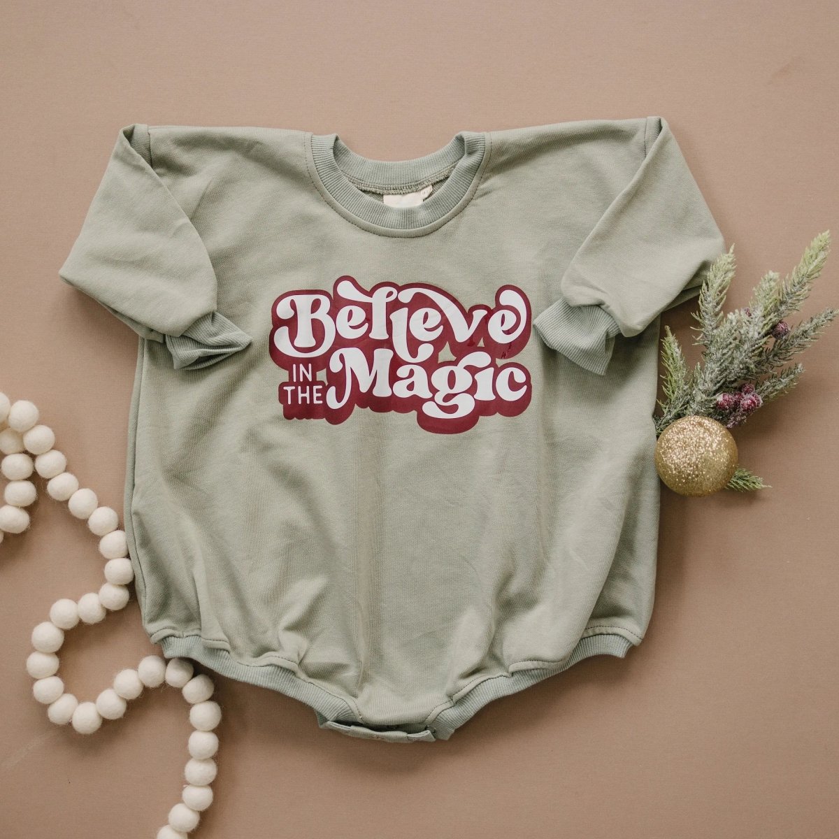 Little Joy Co. Believe in the Magic Christmas Sweatshirt Romper - Everetts Place Boutique - 