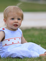 4th of july Star Embroidery Smock Boys Romper by Rylee Faith Designs at Everetts Place