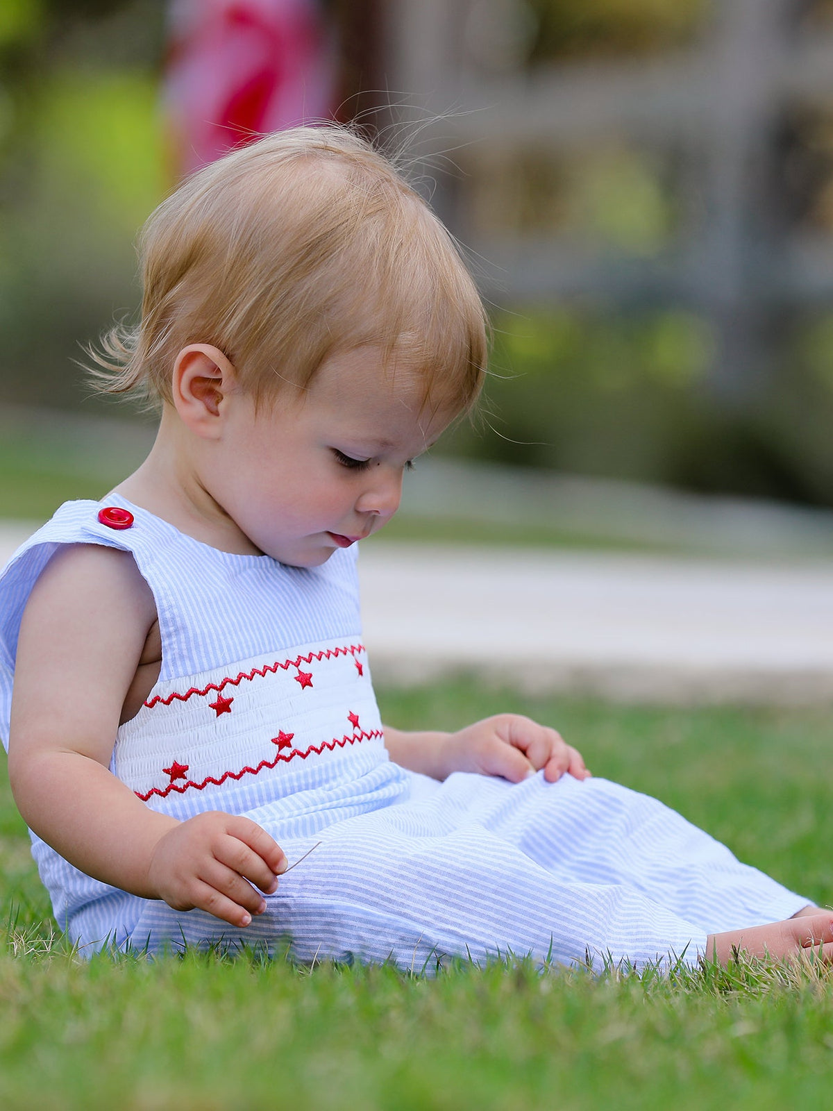 4th of july Star Embroidery Smock Boys Romper by Rylee Faith Designs at Everetts Place