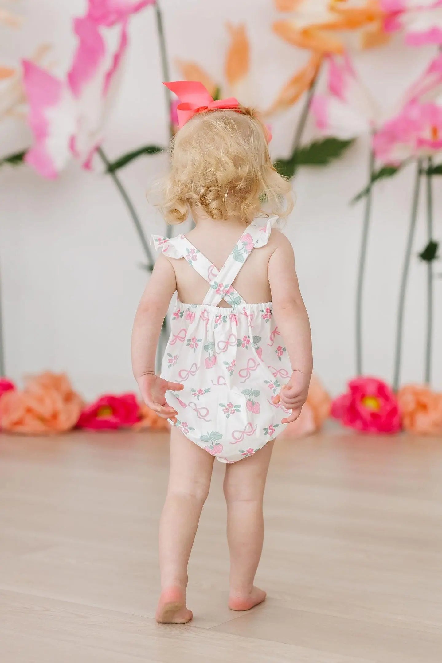 Berries And Bows Ruffle Cross Back Romper For Girls Mila & Rose ® Everetts Place: Online Boutique