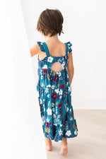 Mila & Rose ® Berries in Bloom Ruffle Maxi Dress Soft Silky Fabric - Everetts Place Boutique - 