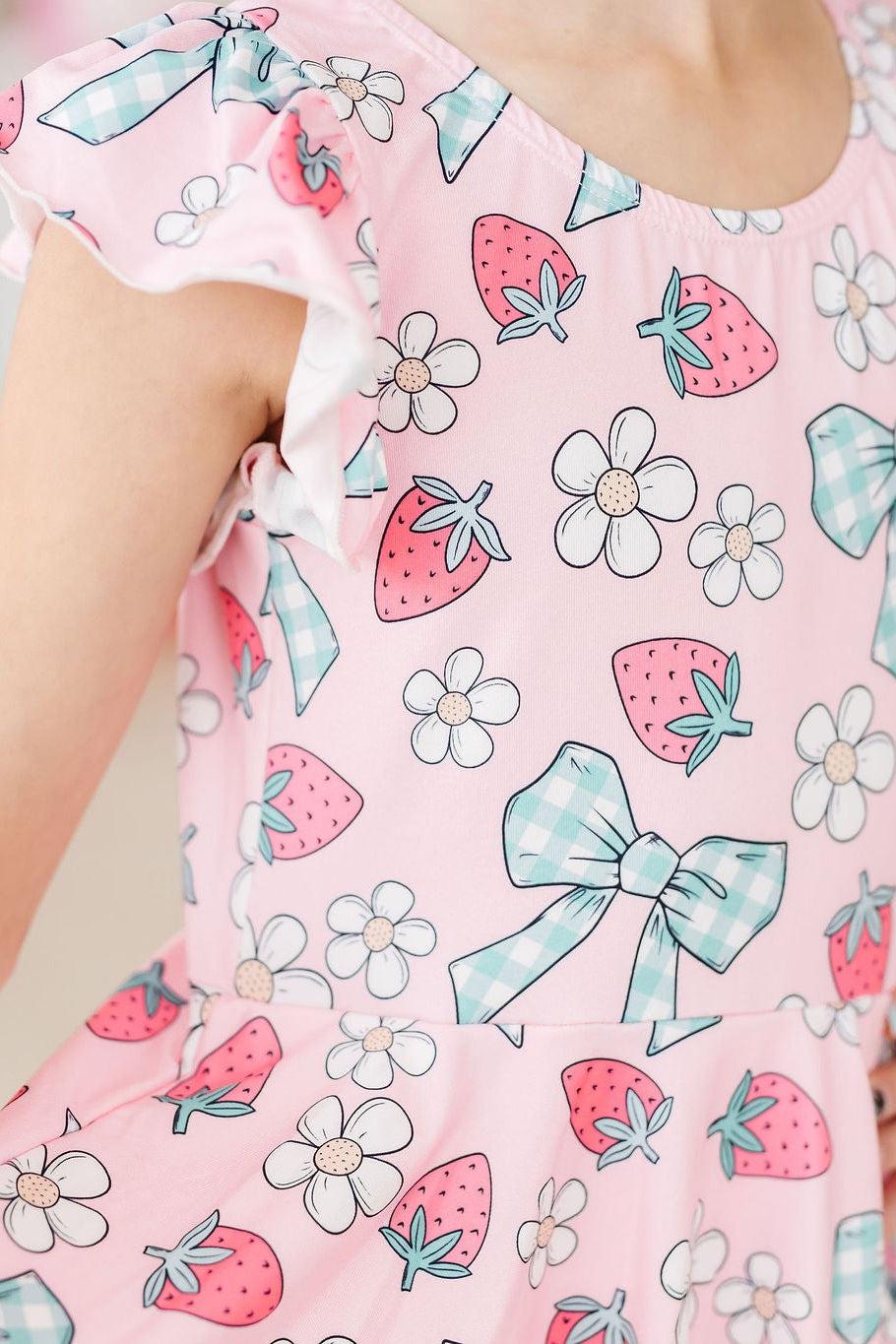 Berry Picnic Short Sleeve Twirl Leotard For Young Girls Mila & Rose ® Everetts Place: Online Boutique