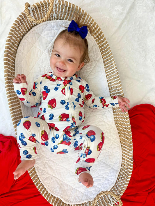 Little Joy Co. Berry Sweet Bamboo Zippy Romper For Babies Soft Comfort - Apparel & Accessories > Clothing > Baby & Toddler Clothing > Baby One-Pieces