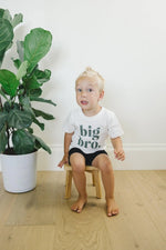 Little Joy Co. Big Bro Graphic Tee White Cotton With Green Ink Design -