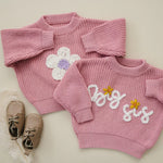 Little Joy Co. Big Sis Hand Embroidered Sweater for Girls 0 to 3 Months -