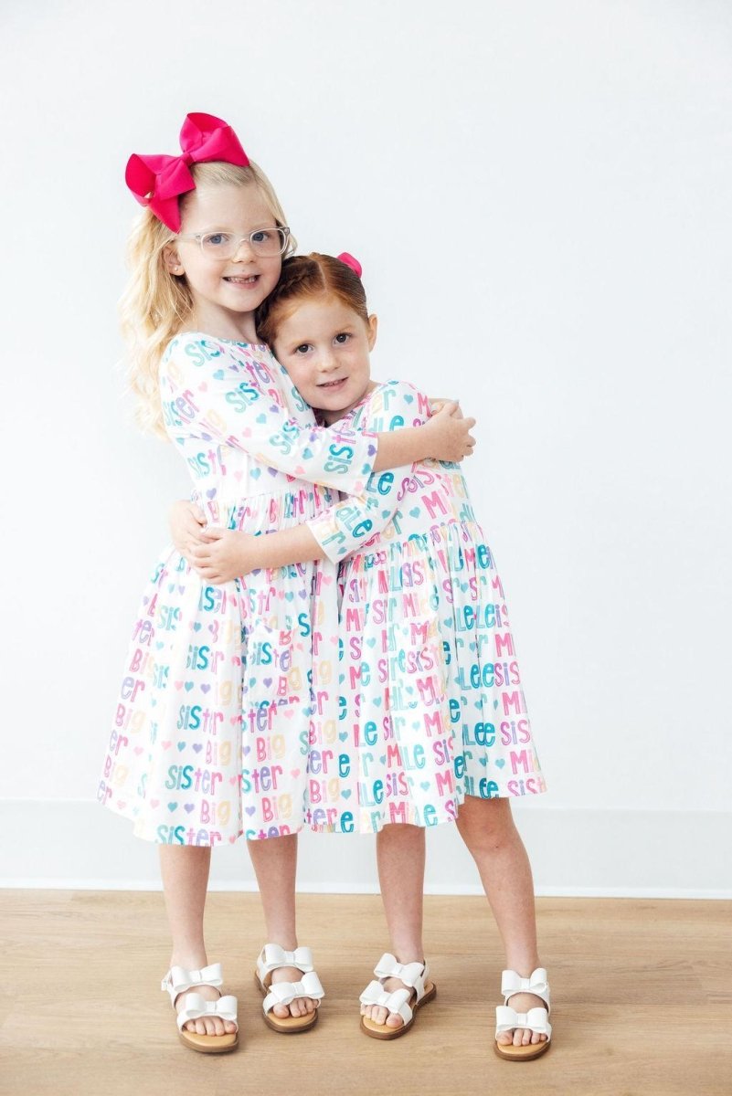 Mila & Rose ® Big Sister Twirl Dress Three Quarter Sleeve With Pockets - Everetts Place Boutique - 