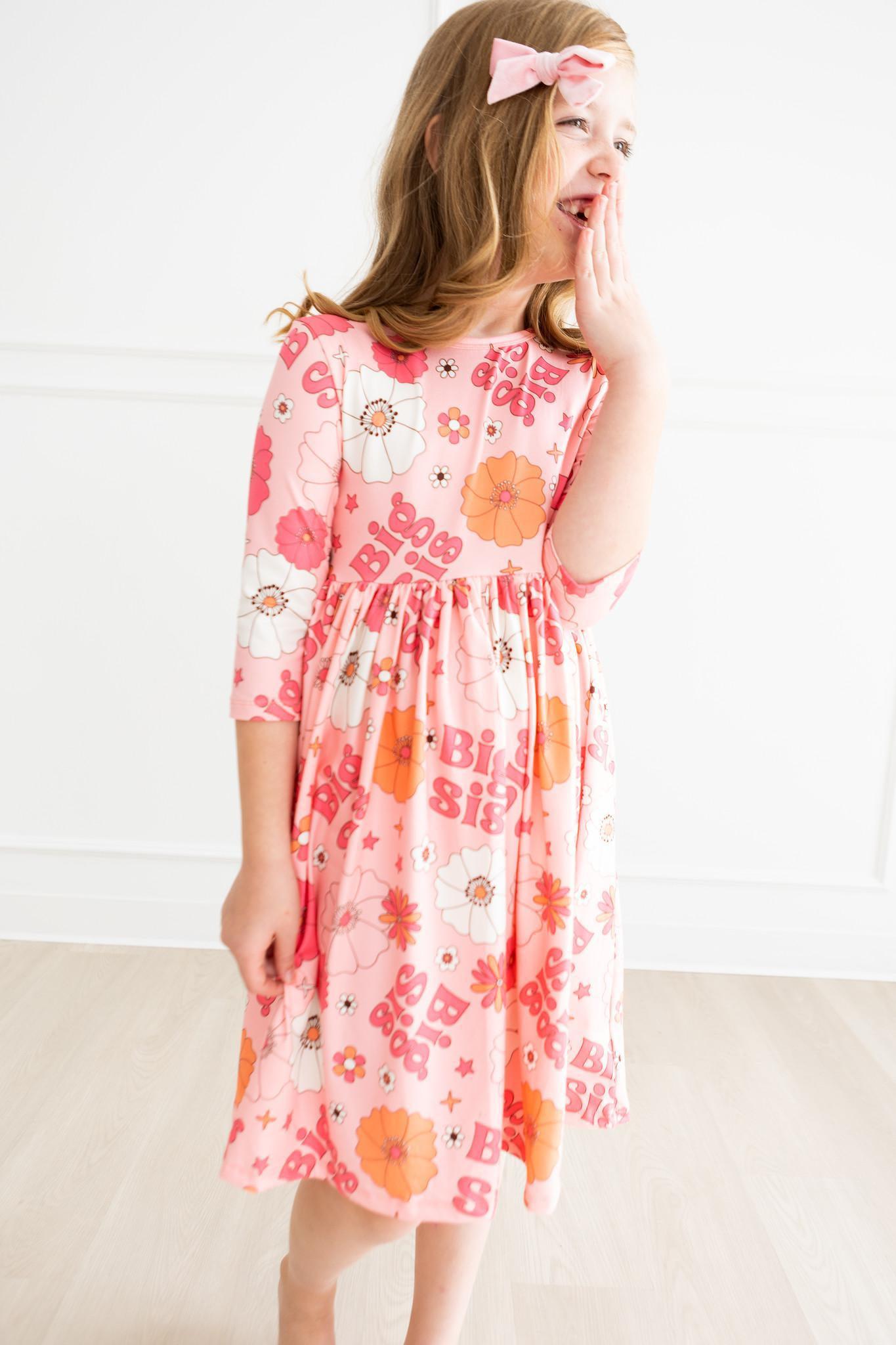 Mila & Rose ® Sale Big Sis Floral Twirl Dress For Girls Mila Rose - Apparel & Accessories > Clothing > Dresses Twirl Dress 3/4