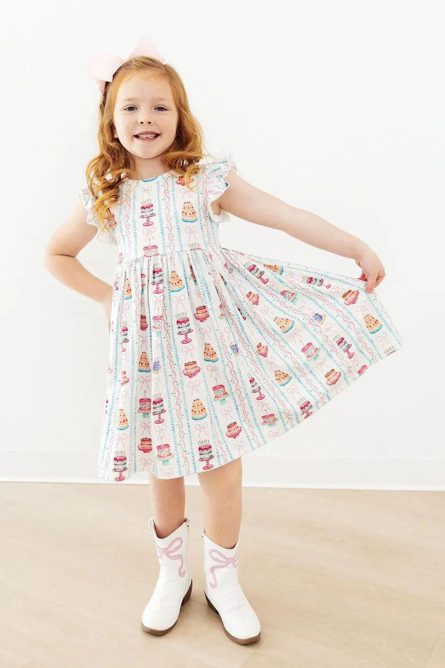 Mila & Rose ® Birthday Cakes Flutter Sleeve Twirl Dress - 
