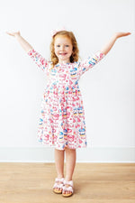 Mila & Rose ® Birthday Girl 3/4 Sleeve Pocket Twirl Dress Mila And Rose - Everetts Place Boutique - 