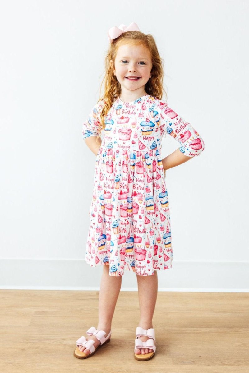 Mila & Rose ® Birthday Girl 3/4 Sleeve Pocket Twirl Dress Mila And Rose - Everetts Place Boutique - 