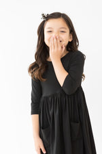 Mila & Rose ® Black 3 To 4 Sleeve Pocket Twirl Dress For Toddler Girls - Everetts Place Boutique - 