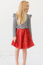Mila & Rose ® Black And White Stripe Long Sleeve Ruffle Tee Mila And Rose - Apparel & Accessories > Clothing > Clothing Tops Ruffle Tee L/S