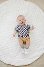 Little Joy Co. Black Checkered Bamboo Baby Tee For All Day Comfort - Apparel & Accessories > Clothing > Baby & Toddler Clothing > Baby & Toddler Tops > T-Shirts