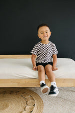 Little Joy Co. Black Checkered Bamboo Baby Tee For All Day Comfort - Apparel & Accessories > Clothing > Baby & Toddler Clothing > Baby & Toddler Tops > T-Shirts