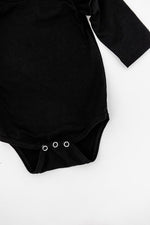 Mila & Rose ® Black Long Sleeve Flutter Bodysuit For Baby Unisex Newborn - Everetts Place Boutique - 