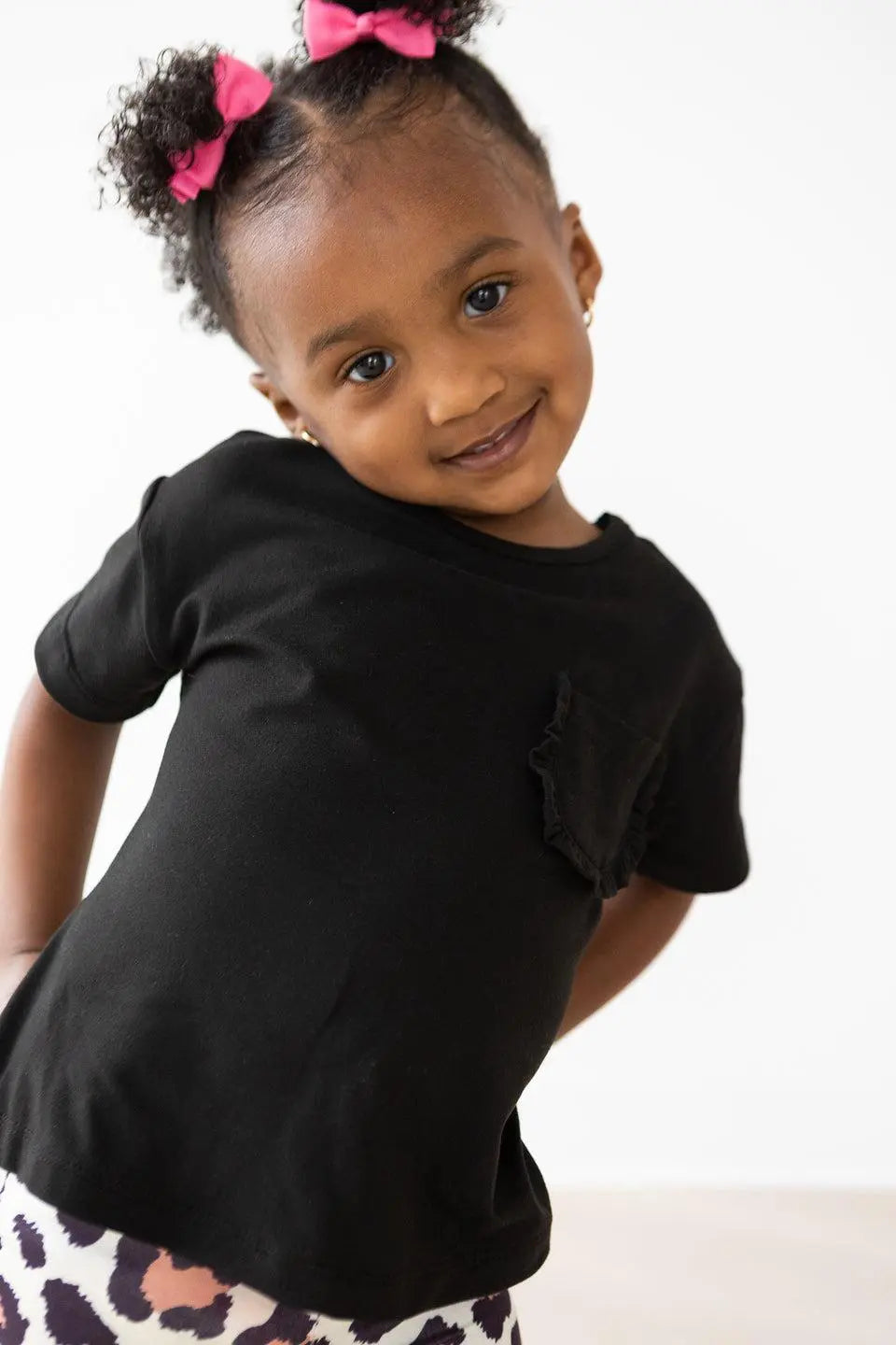 Mila & Rose ® Black Ruffle Pocket Tee for Girls Mila and Rose Kids - Apparel & Accessories > Clothing > Clothing Tops > T-Shirts Ruffle Pocket Tee