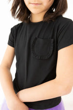 Mila & Rose ® Black Ruffle Pocket Tee for Girls Mila and Rose Kids - Apparel & Accessories > Clothing > Clothing Tops > T-Shirts Ruffle Pocket Tee