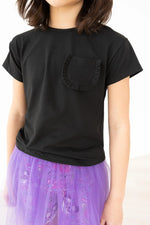 Mila & Rose ® Black Ruffle Pocket Tee for Girls Mila and Rose Kids - Apparel & Accessories > Clothing > Clothing Tops > T-Shirts Ruffle Pocket Tee