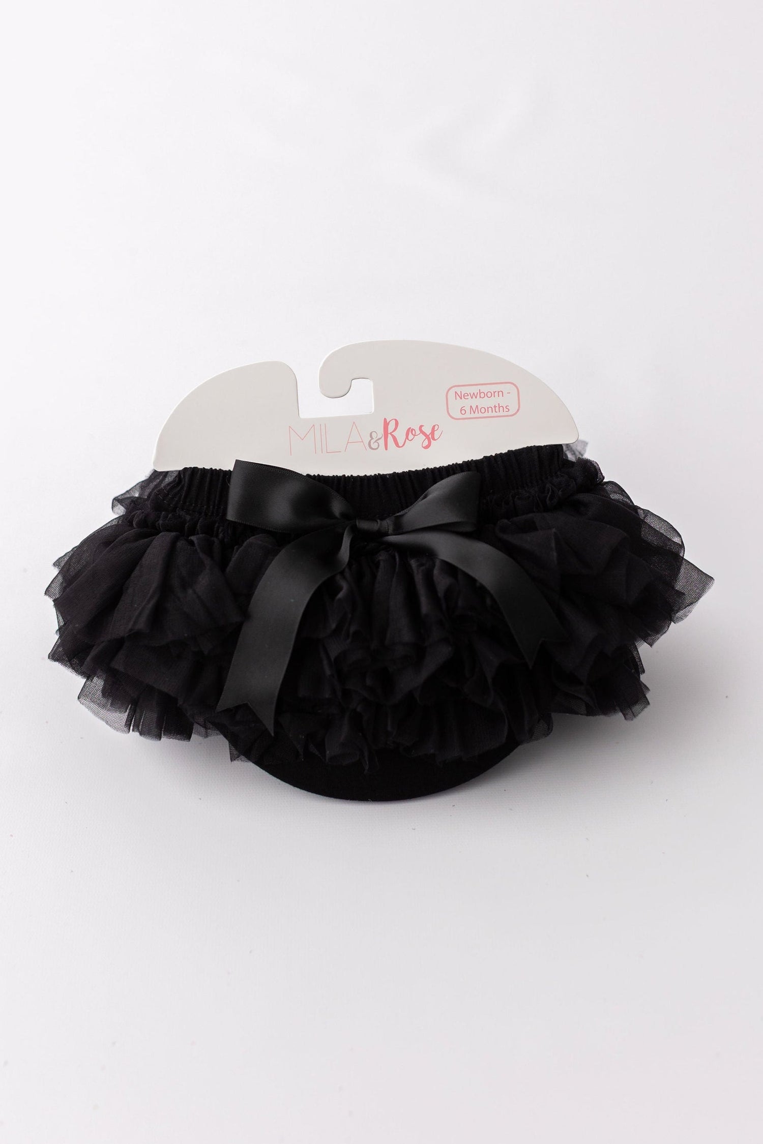 Black tutu bloomers with layered ruffles across the front and back