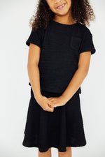 Mila & Rose ® Black Scrunchy Pocket Tee For Girls Mila Rose Collection - Everetts Place Boutique - 