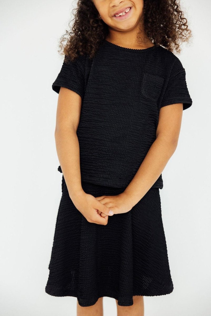 Mila & Rose ® Black Scrunchy Pocket Tee For Girls Mila Rose Collection - Everetts Place Boutique - 