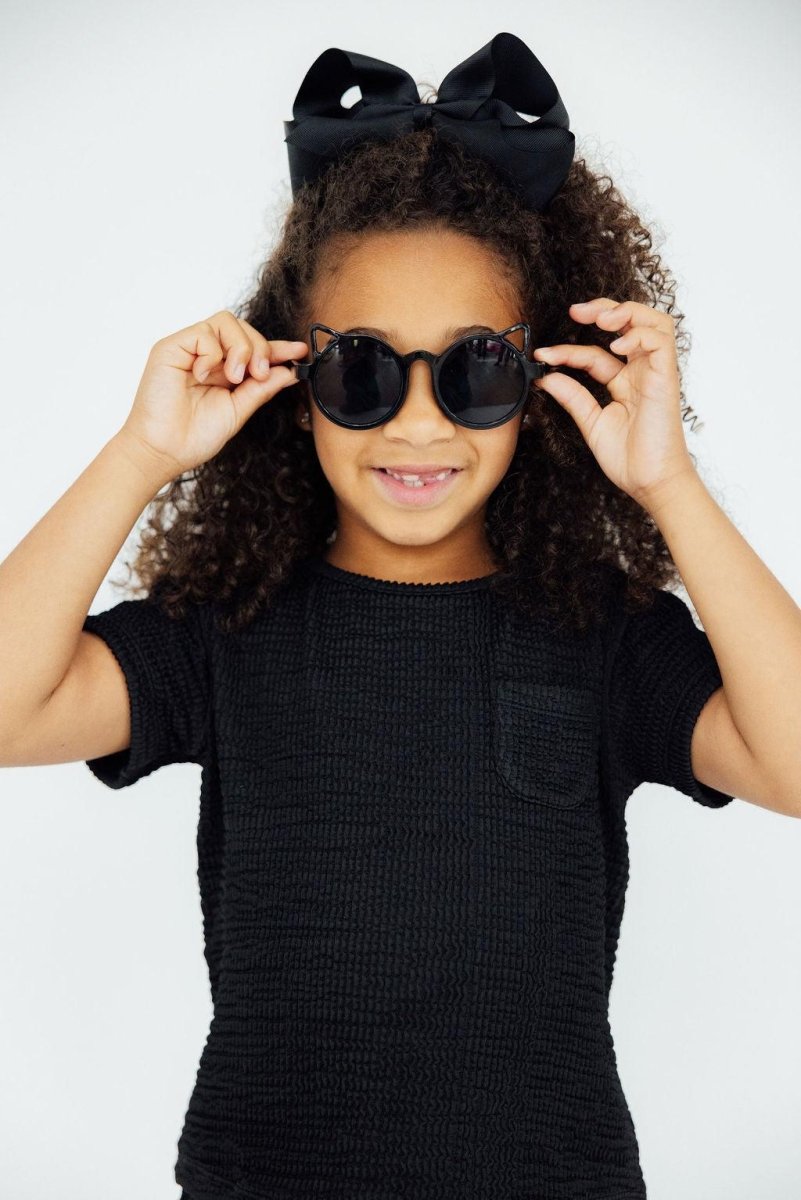 Mila & Rose ® Black Scrunchy Pocket Tee For Girls Mila Rose Collection - Everetts Place Boutique - 