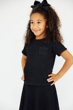 Mila & Rose ® Black Scrunchy Pocket Tee For Girls Mila Rose Collection - Everetts Place Boutique - 