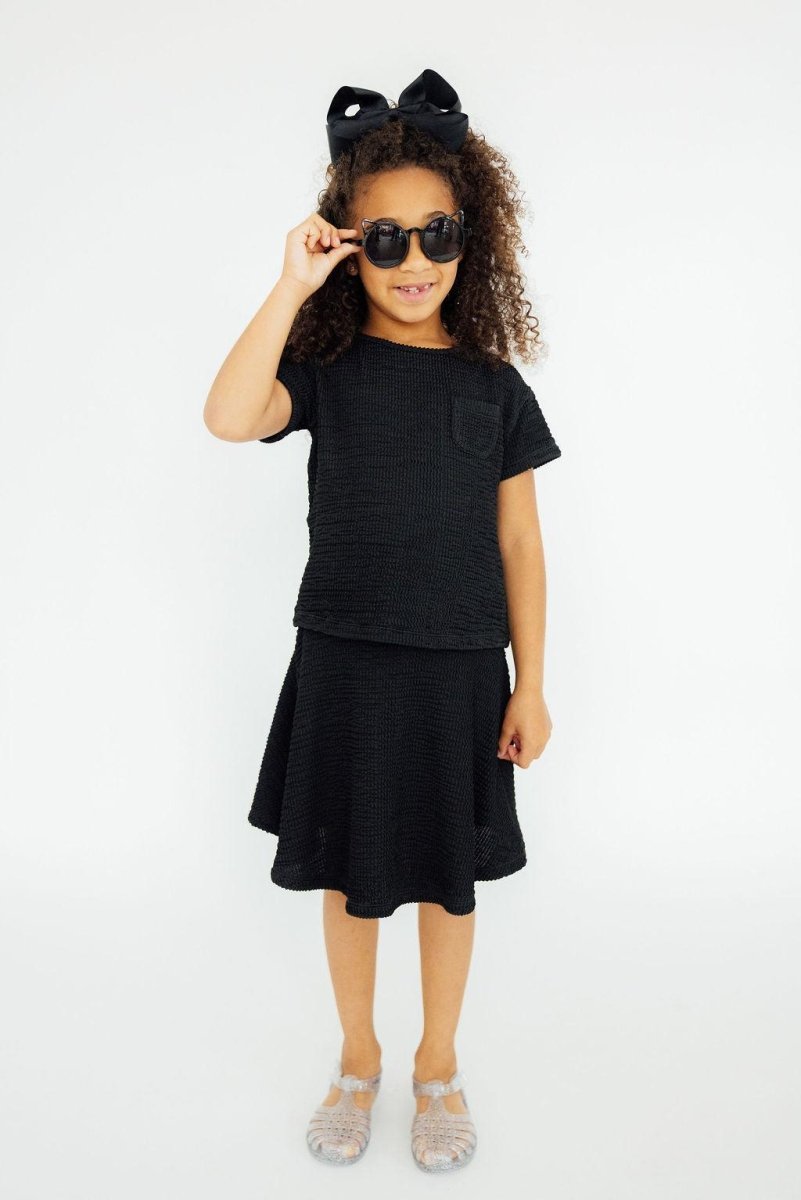 Mila & Rose ® Black Scrunchy Twirl Skort With Attached Shorts for Girls - Everetts Place Boutique - 