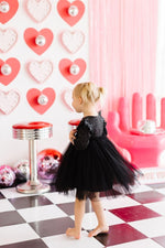 Mila & Rose ® Black Shimmer Three Quarter Sleeve Tutu Dress For Girls - Everetts Place Boutique - 