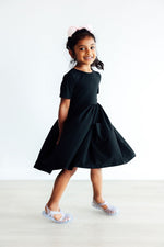 Mila & Rose ® Black Short Sleeve Pocket Twirl Dress For Girls Everyday - Everetts Place Boutique - 