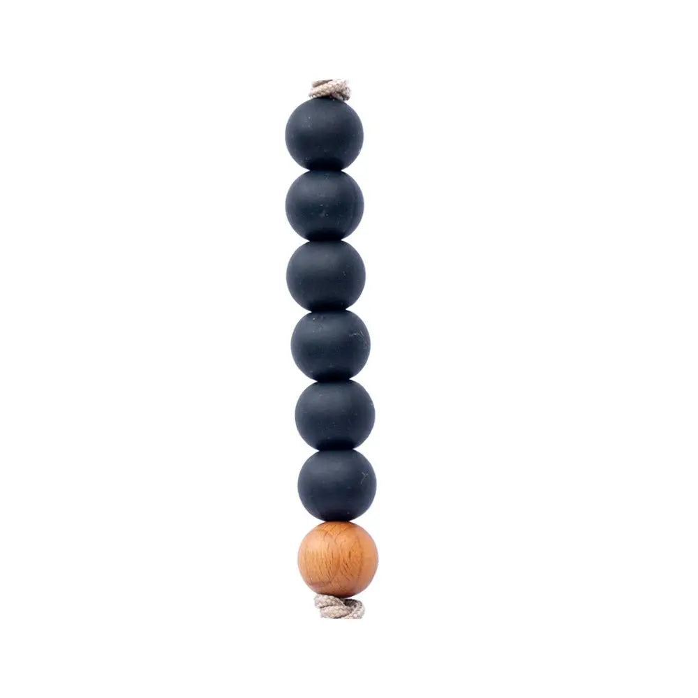 Three Little Tots Black Silicone Beaded Pacifier Clip Holder - 