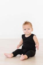 Mila & Rose black organic baby one-piece tank jogger