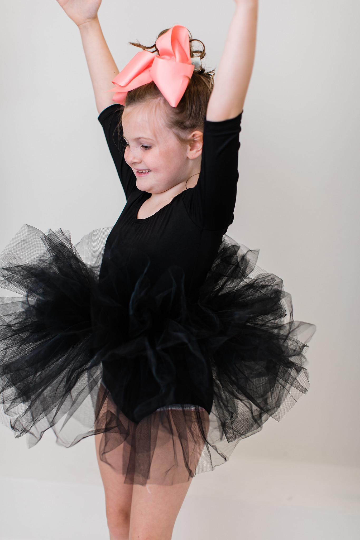 Black Three Quarter Tutu Leotard For Girls Dance Class Mila & Rose ® Everetts Place: Online Boutique