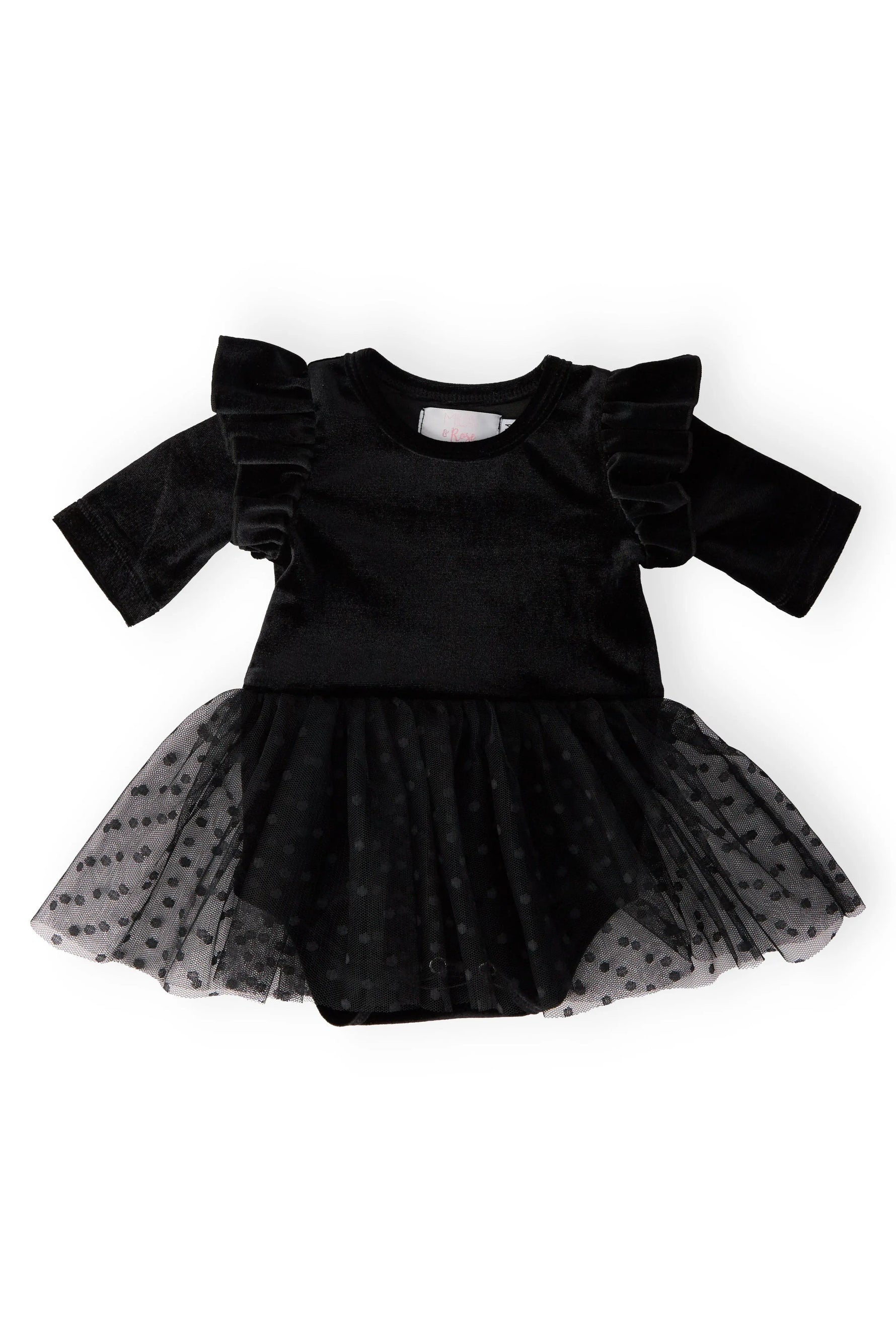 Black Velvet Tutu Bodysuit For Baby Girl Snap Closure Mila & Rose ® Everetts Place: Online Boutique