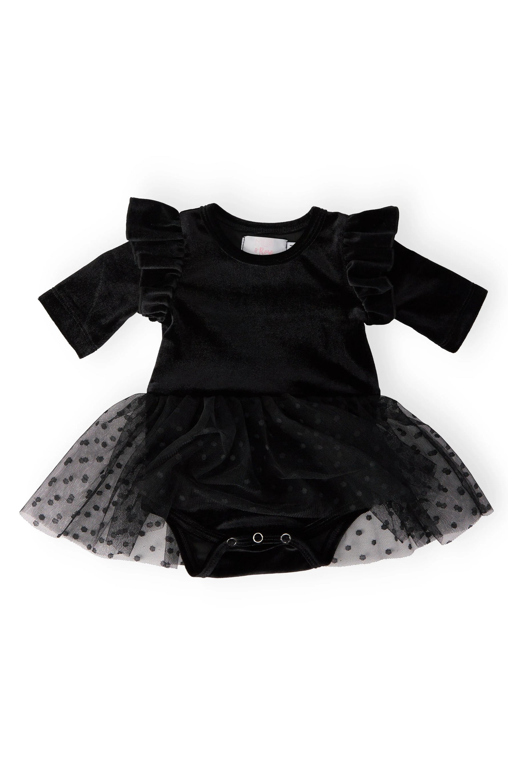 Black Velvet Tutu Bodysuit For Baby Girl Snap Closure Mila & Rose ® Everetts Place: Online Boutique