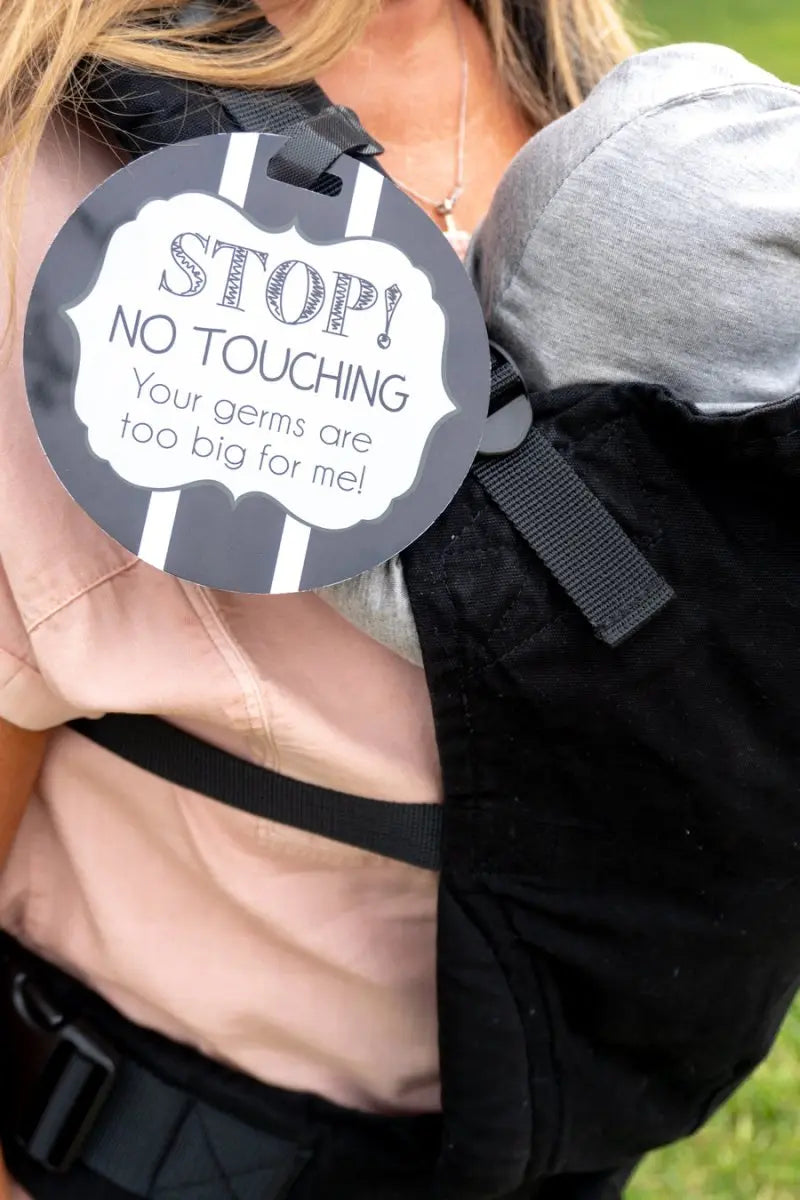 Three Little Tots Black and White No Touching Baby Car Seat Sign Tag - 