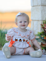 Thanksgiving Smocked Girls Dress Bloomer Set Turkey Embroidery by Rylee Faith Designs