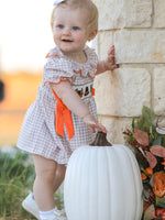 Thanksgiving Smocked Girls Dress Bloomer Set Turkey Embroidery by Rylee Faith Designs