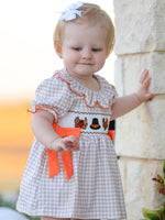 Thanksgiving Smocked Girls Dress Bloomer Set Turkey Embroidery by Rylee Faith Designs