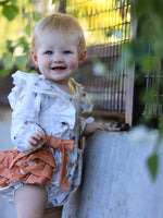 Fall Plaid Dog Print Long Sleeve Romper by Rylee Faith Designs