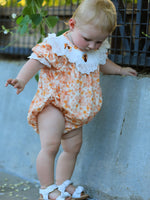 Thanksgiving Turkey Floral Lace Bubble Girls Romper by Rylee Faith Designs