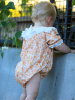 Thanksgiving Turkey Floral Lace Bubble Girls Romper by Rylee Faith Designs